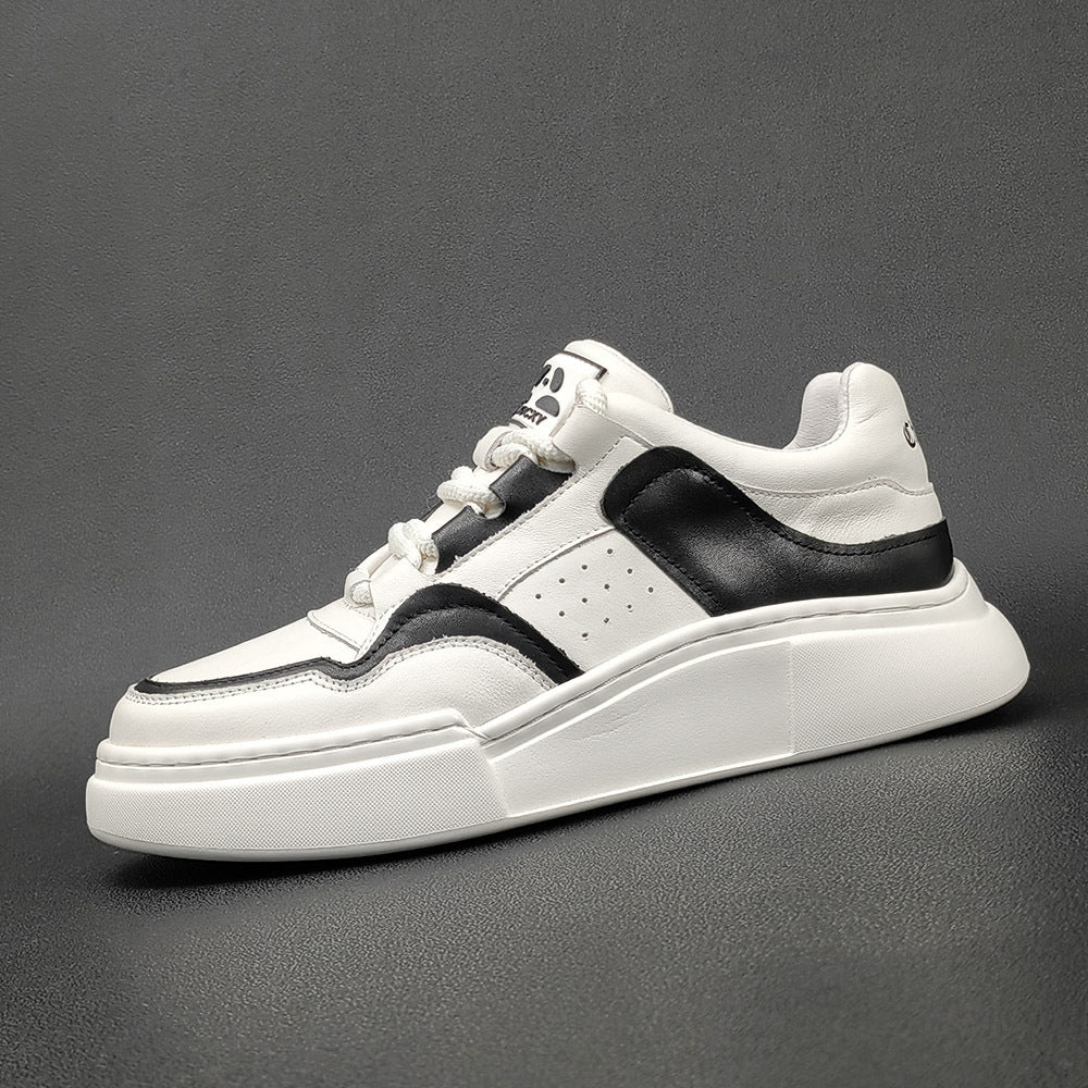 Men Breathable Leather Patchwork Thick Soled Casual Sneakers-RAIIFY