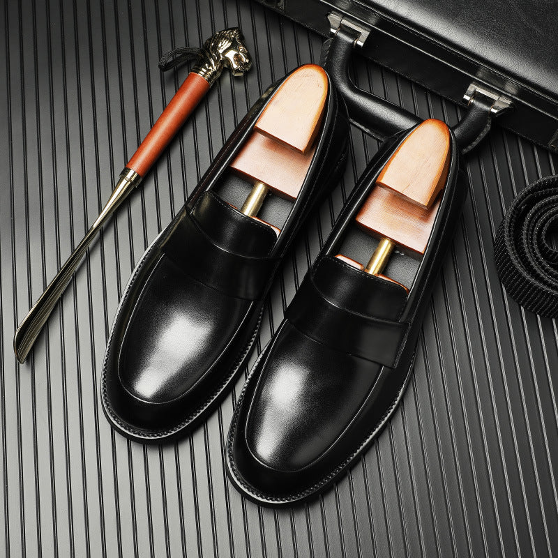 Men Classic Solid Cowhide Slip-On Loafers-RAIIFY