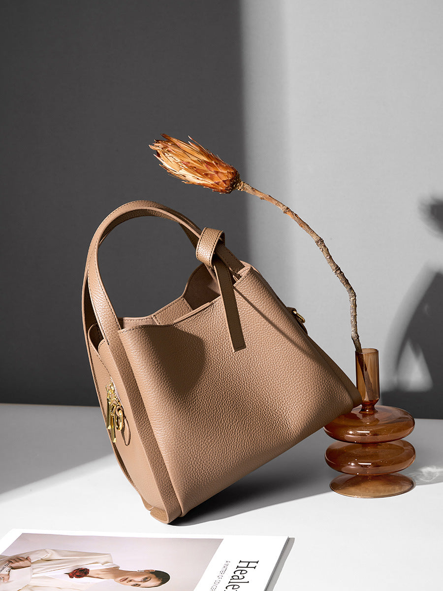 Women Fashion Soft Cowhide Bucket Shoulder Bag-RAIIFY