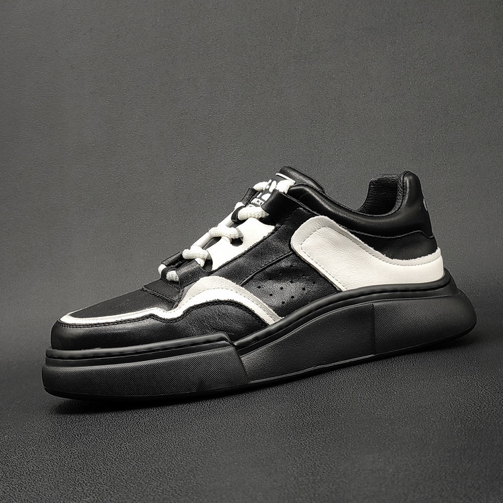 Men Breathable Leather Patchwork Thick Soled Casual Sneakers-RAIIFY