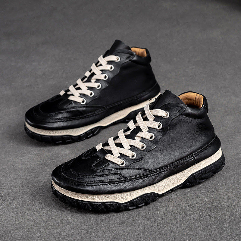 Women Retro Patchwork Soft Leather Casual Shoes-RAIIFY