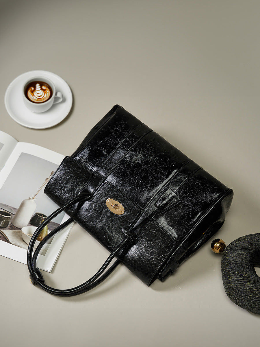 Women Retro Soft Leather Casual Tote Bag-RAIIFY