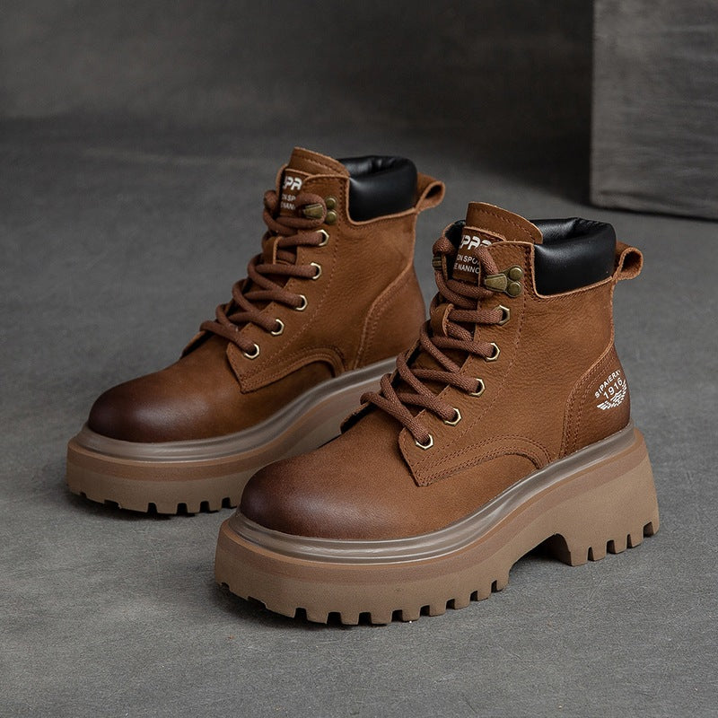 Women Classic Casual Leather Thick Soled Boots-RAIIFY