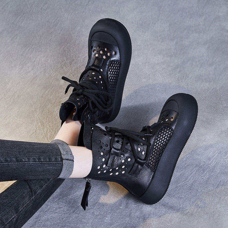 Women Retro Hollow Breathable Flat Summer Boots-RAIIFY