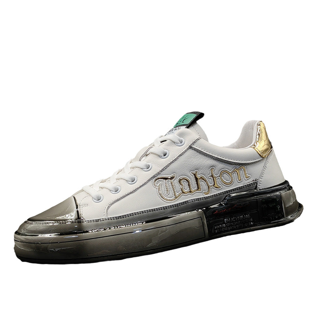 Men Fashion Glossy Soft Leather Casual Sneakers-RAIIFY