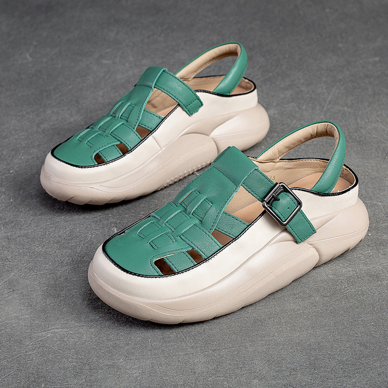 Women Handcraft Plaited Leather Soft Summer Sandals-RAIIFY