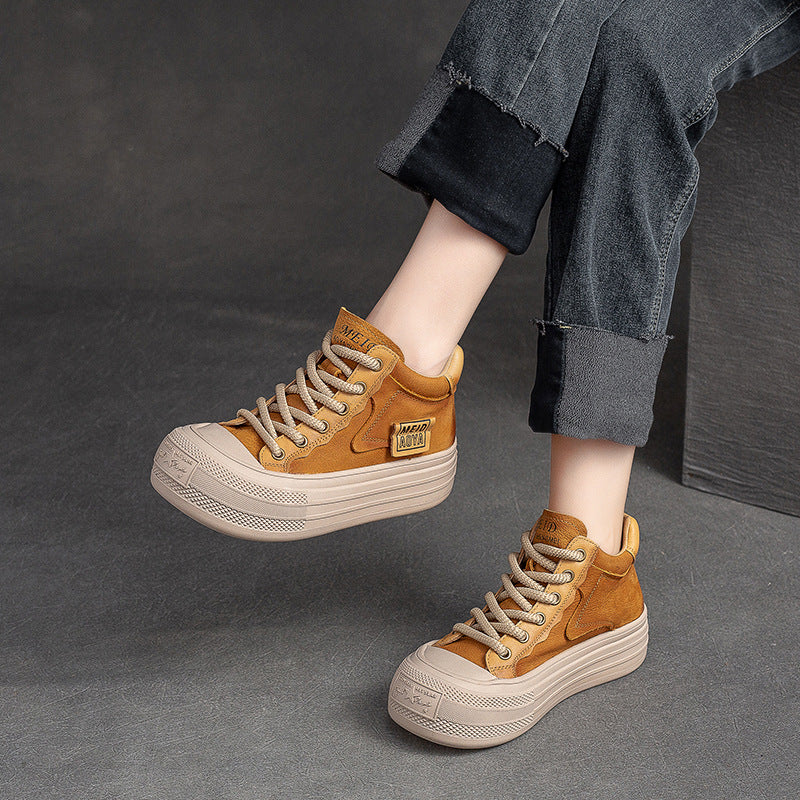 Women Stylish Fashion Leather High Top Casual Shoes-RAIIFY