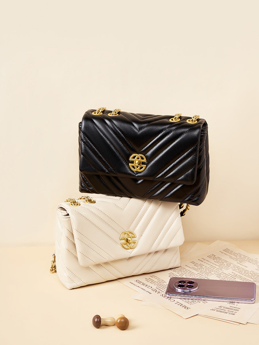 Women Stylish Leather Casual Chain Strap Shoulder Bag-RAIIFY