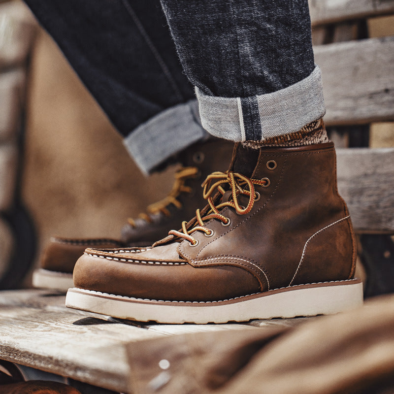 Men Retro Style Minimalist Leather Casual Boots-RAIIFY