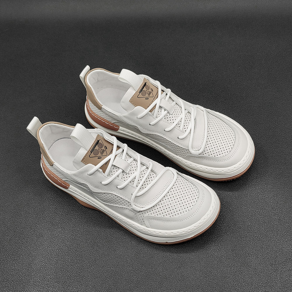 Men Hollow Leather Breathable Fashion Casual Sneakers-RAIIFY