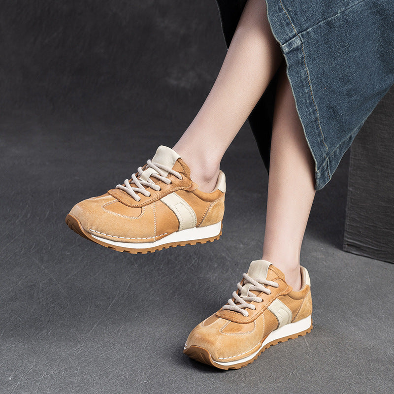 Women Stylish Color Matching Leather Casual Shoes-RAIIFY