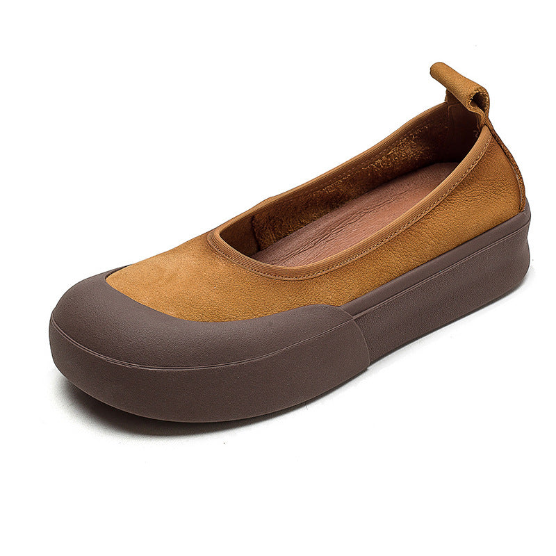 Women Retro Leather Soft Flats Shoes-RAIIFY