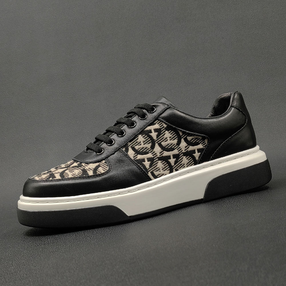 Men Fashion Leather Flat Casual Sneakers-RAIIFY