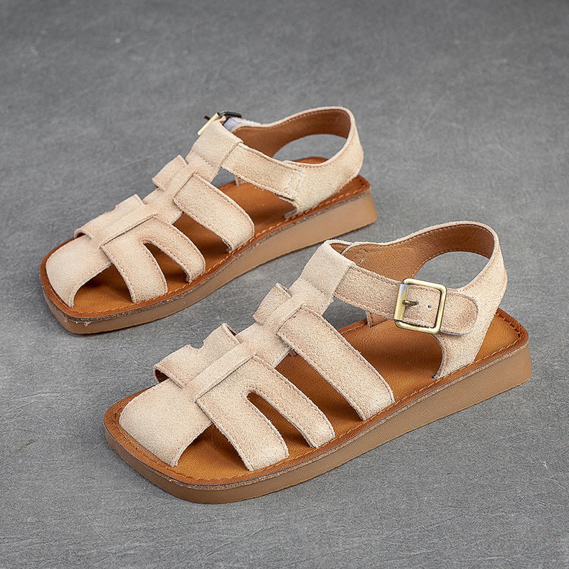 Women Summer Leather Flat Casual Sandals-RAIIFY