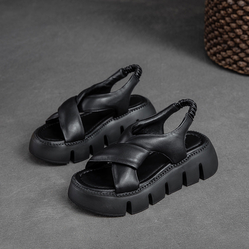 Women Summer Platform Casual Leather Sandals-RAIIFY