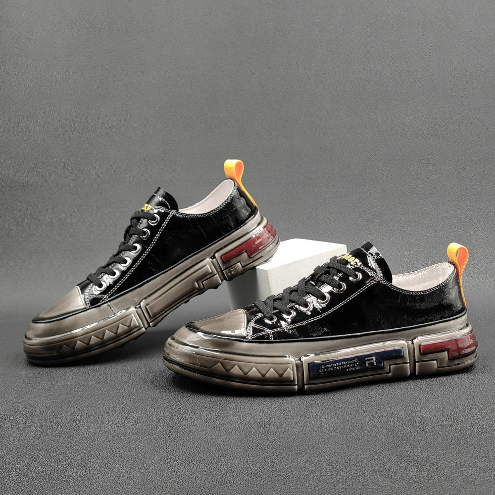 Men Fashion Glued Leather Casual Sneakers-RAIIFY