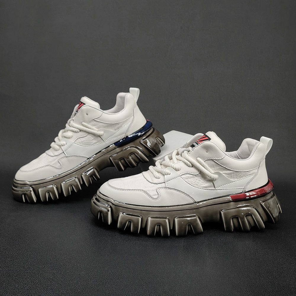 Men Fashion Leather Patchwork Thick Soled Casual Shoes-RAIIFY