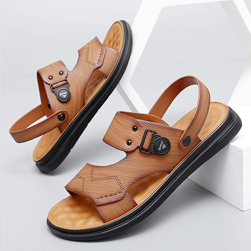 Men Fashion Casual Leather Beach Sandals-RAIIFY