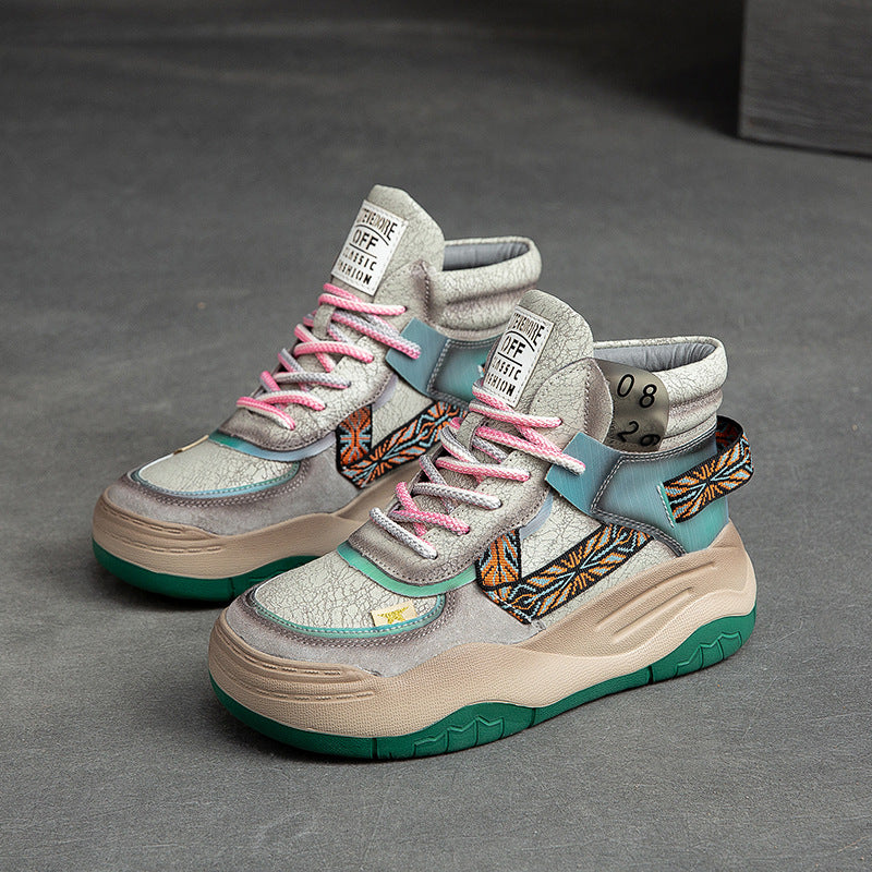 Women Autumn Fashion Color Matching Leather Boots-RAIIFY