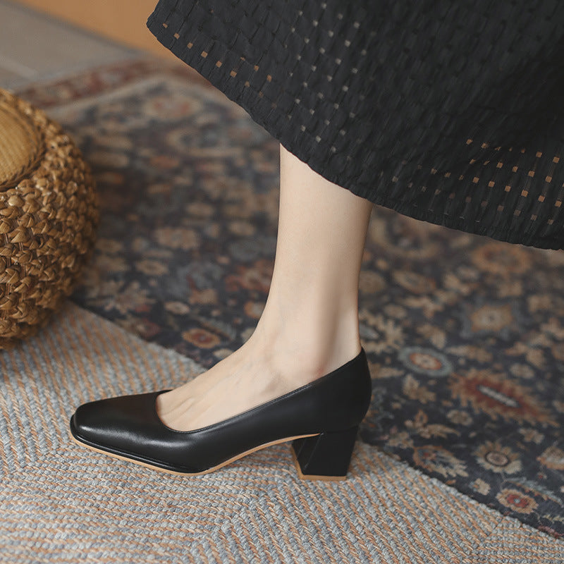 Women Soft Minimalist Chunky Heel Pumps-RAIIFY