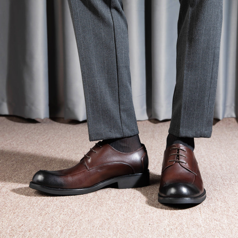 Men Plain Cowhide Oxford Dress Shoes-RAIIFY