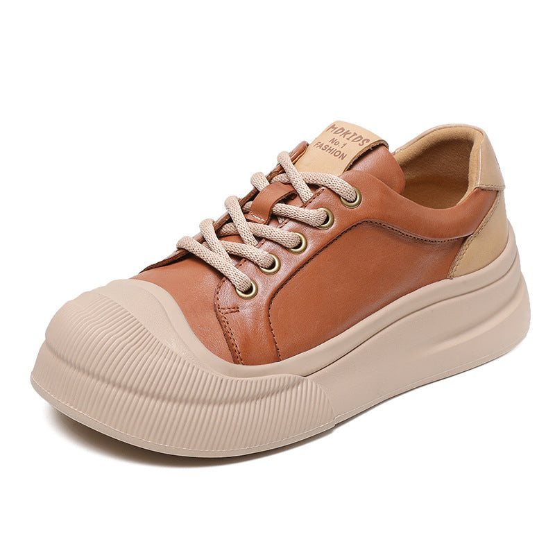 Women Stylish Leather Thick Soled Casual Shoes-RAIIFY