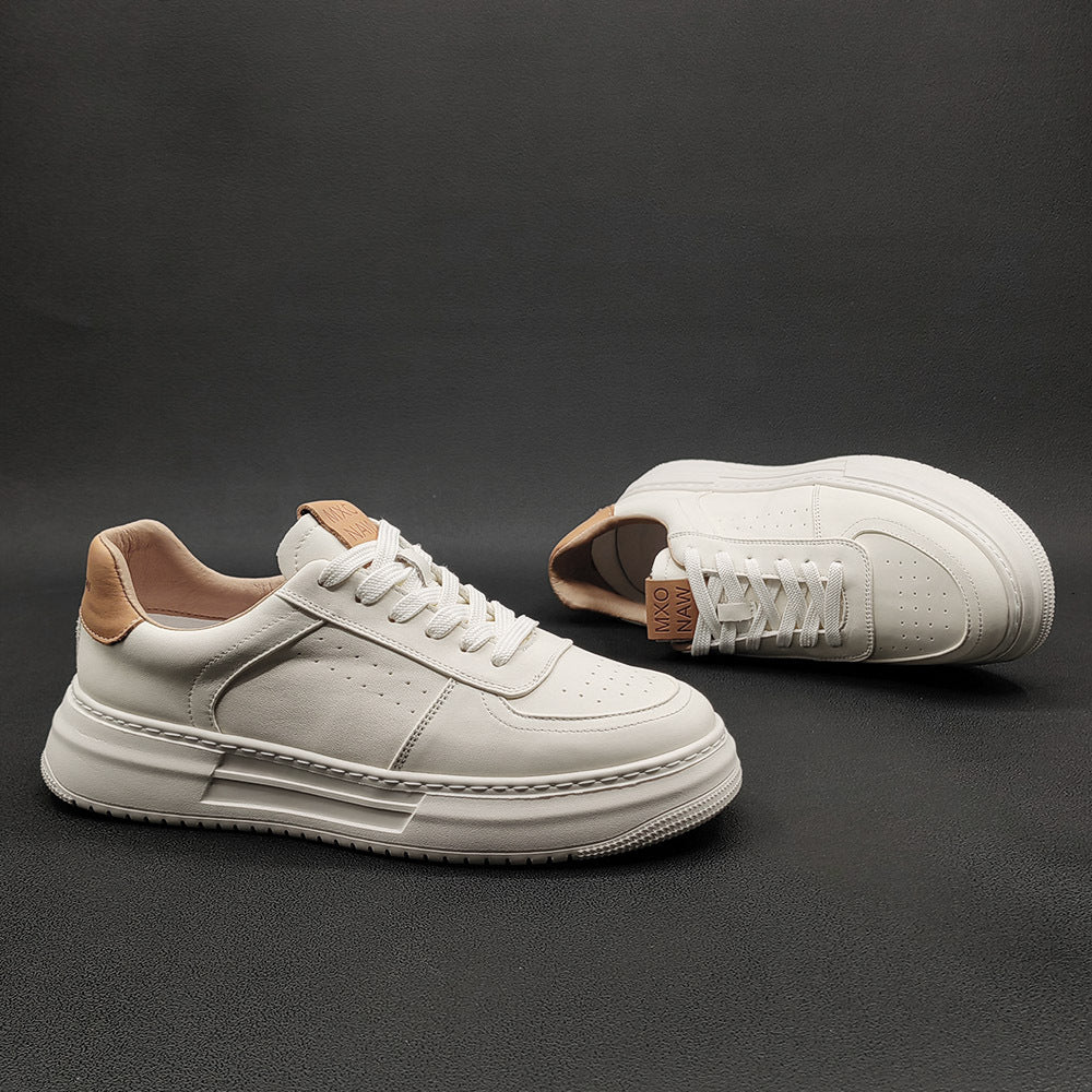 Men Fashion Cowhide Leather Casual Sneakers-RAIIFY