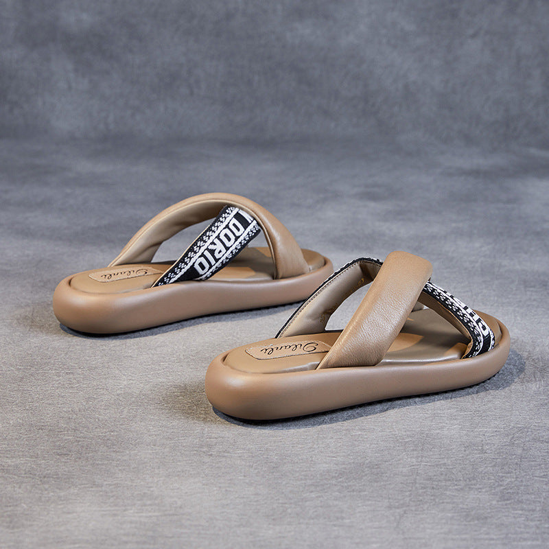 Women Soft Leather Stylish Casual Slides-RAIIFY