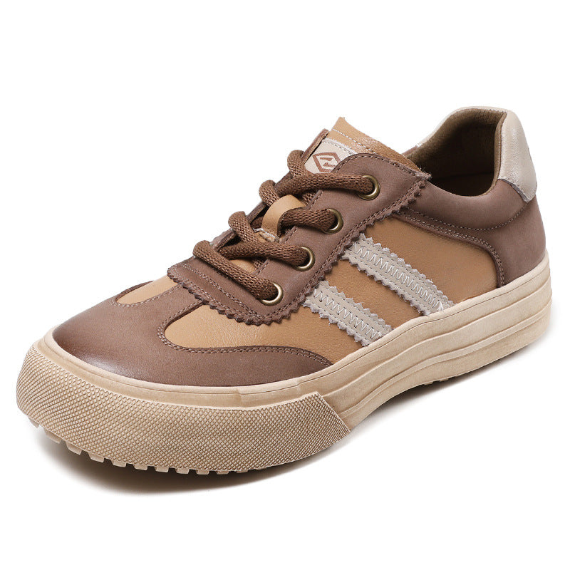 Women Handmade Color Matching Leather Casual Training Shoes-RAIIFY