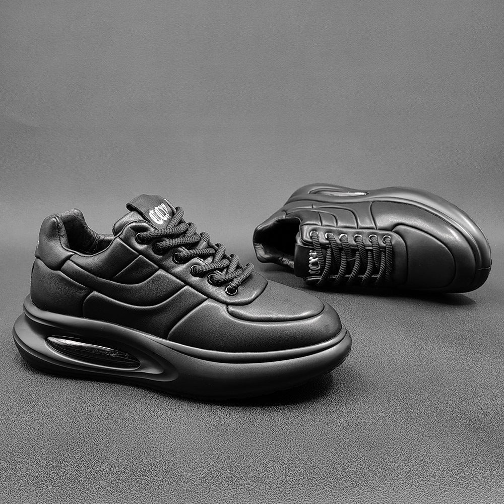 Men Minimalist Leather Thick Soled Casual Shoes-RAIIFY