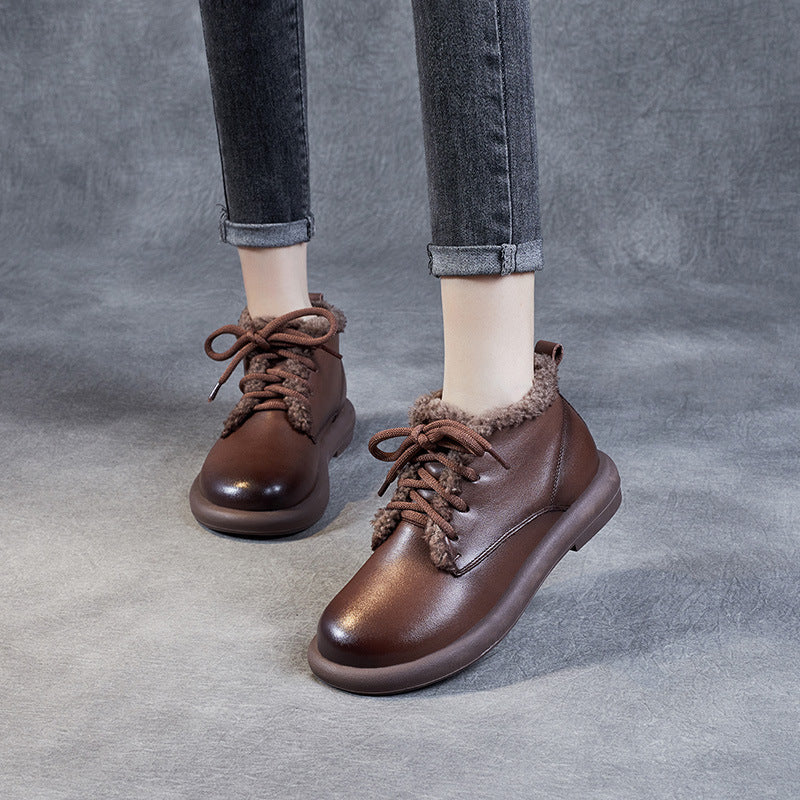 Women Retro Minimalist Furred Winter Casual Shoes-RAIIFY