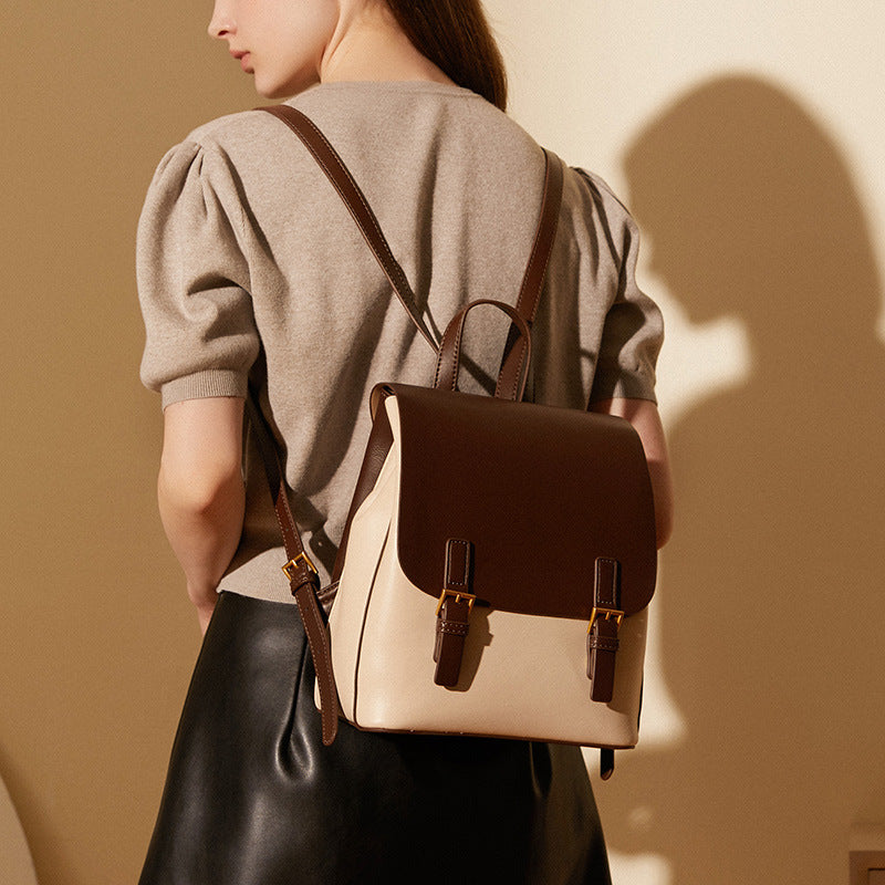 Classic Brown Leather Backpack For Work or College