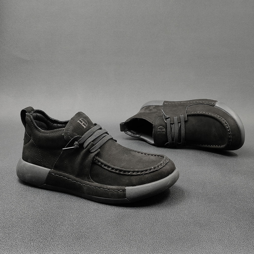 Men Minimalist Soft Leather Flat Casual Shoes-RAIIFY