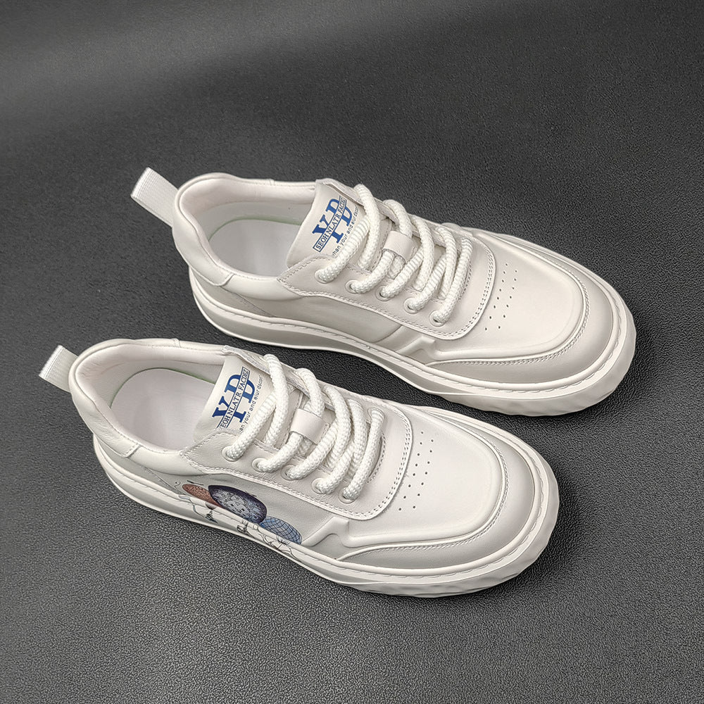 Men Fashion Leather Flat Lace-up Casual Sneakers-RAIIFY