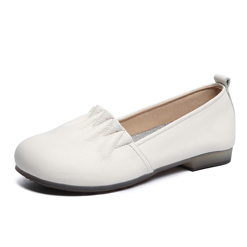 Women Retro Ruffle Leather Minimalist Soft Flats-RAIIFY