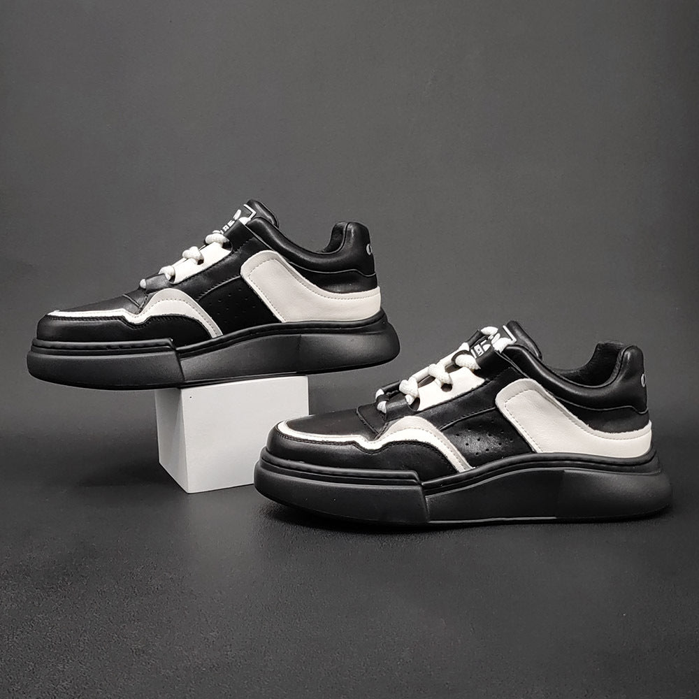 Men Breathable Leather Patchwork Thick Soled Casual Sneakers-RAIIFY