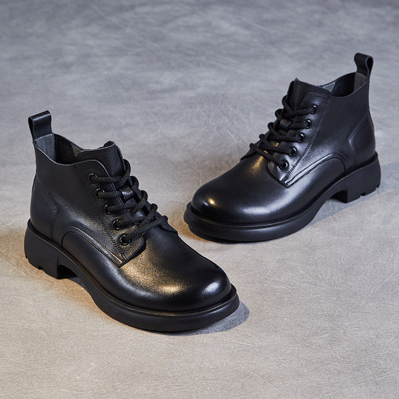 Women Minimalist Soft Cowhide Leather Ankle Boots-RAIIFY