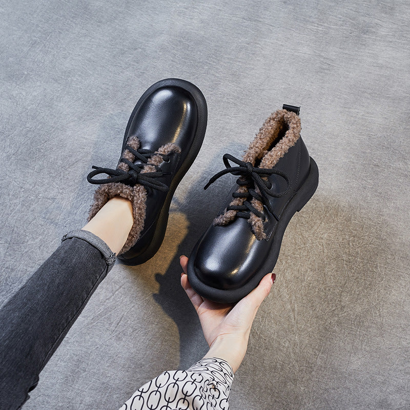 Women Retro Minimalist Furred Winter Casual Shoes-RAIIFY