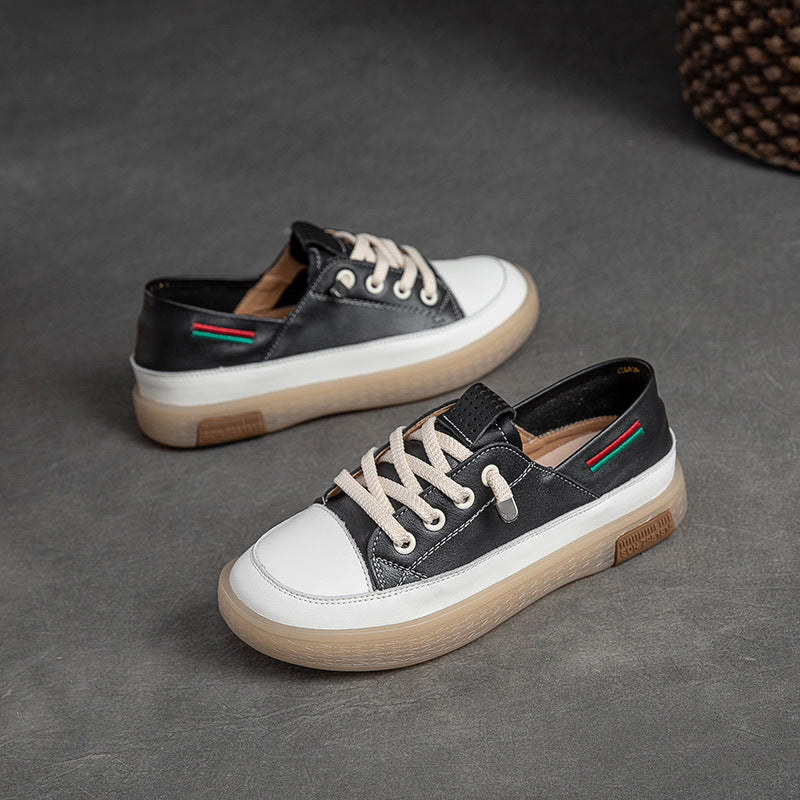 Women Stylish Leather Patchwork Flat Casual Shoes-RAIIFY