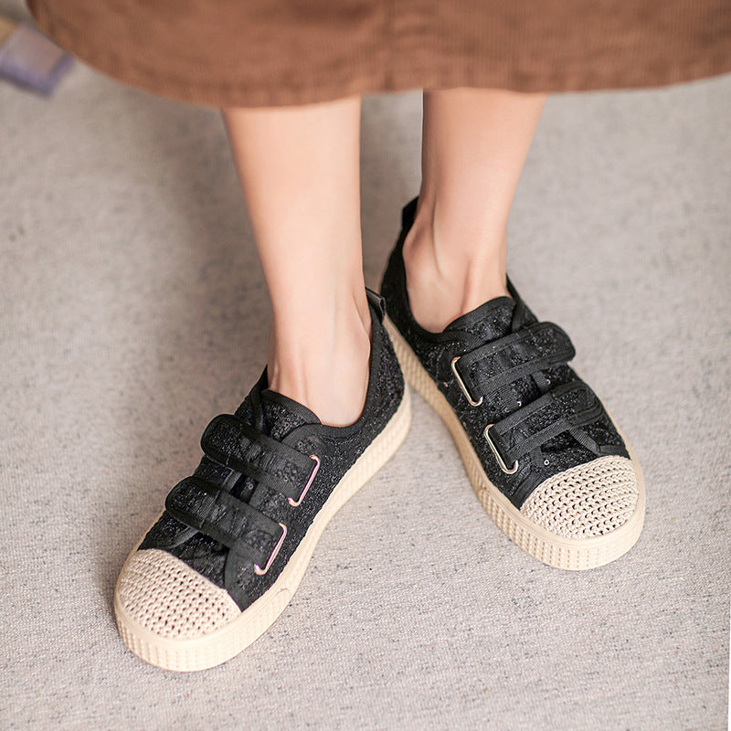 Women Fashion Breathable Velcro Flat Casual Shoes-RAIIFY