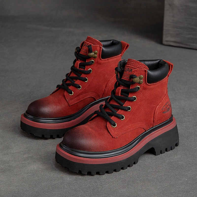 Women Classic Casual Leather Thick Soled Boots-RAIIFY