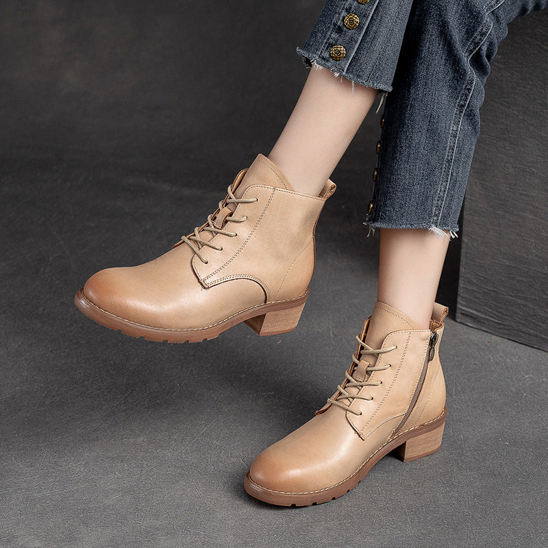 Women Classic Minimalist Chunky Heel Ankle Boots-RAIIFY