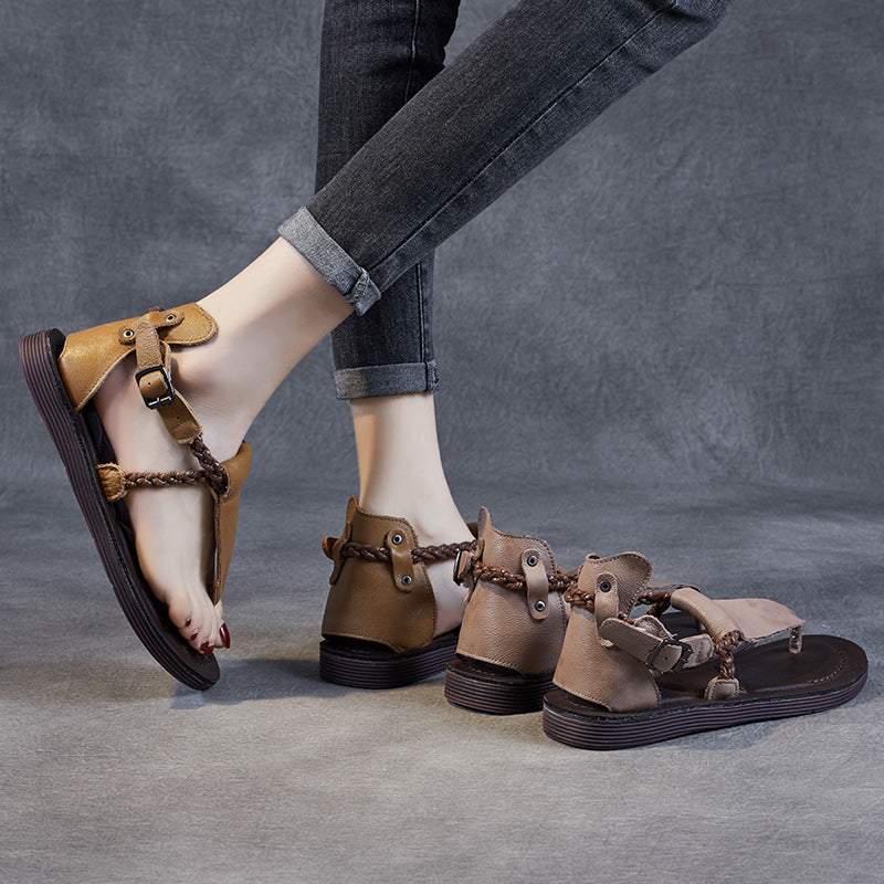 Women Leather Retro Casual Summer Sandals-RAIIFY