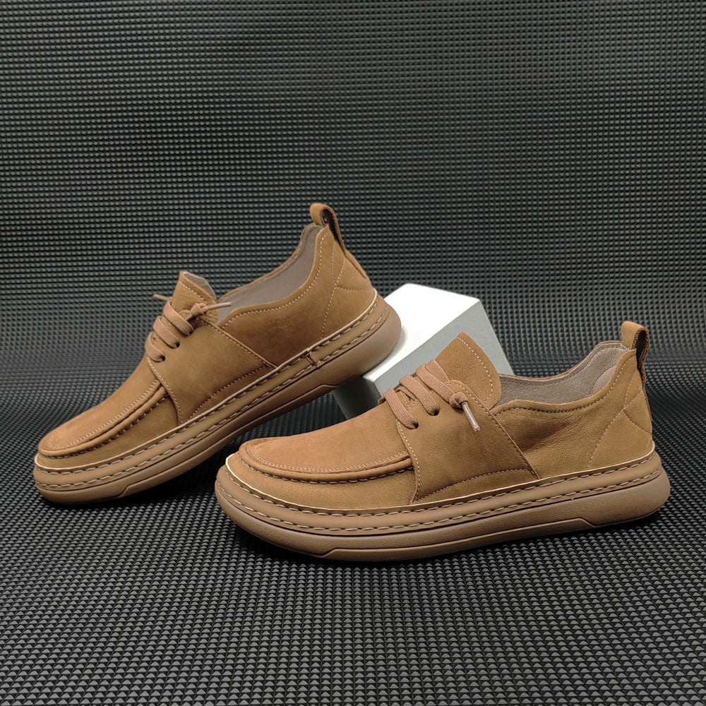 Men Minimalist Solid Leather Flat Casual Shoes-RAIIFY