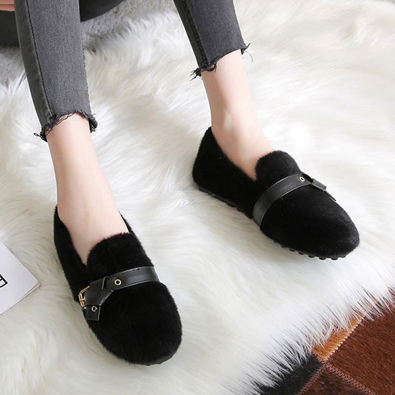 Women Casual Winter Fleece Buckle Shoes-RAIIFY