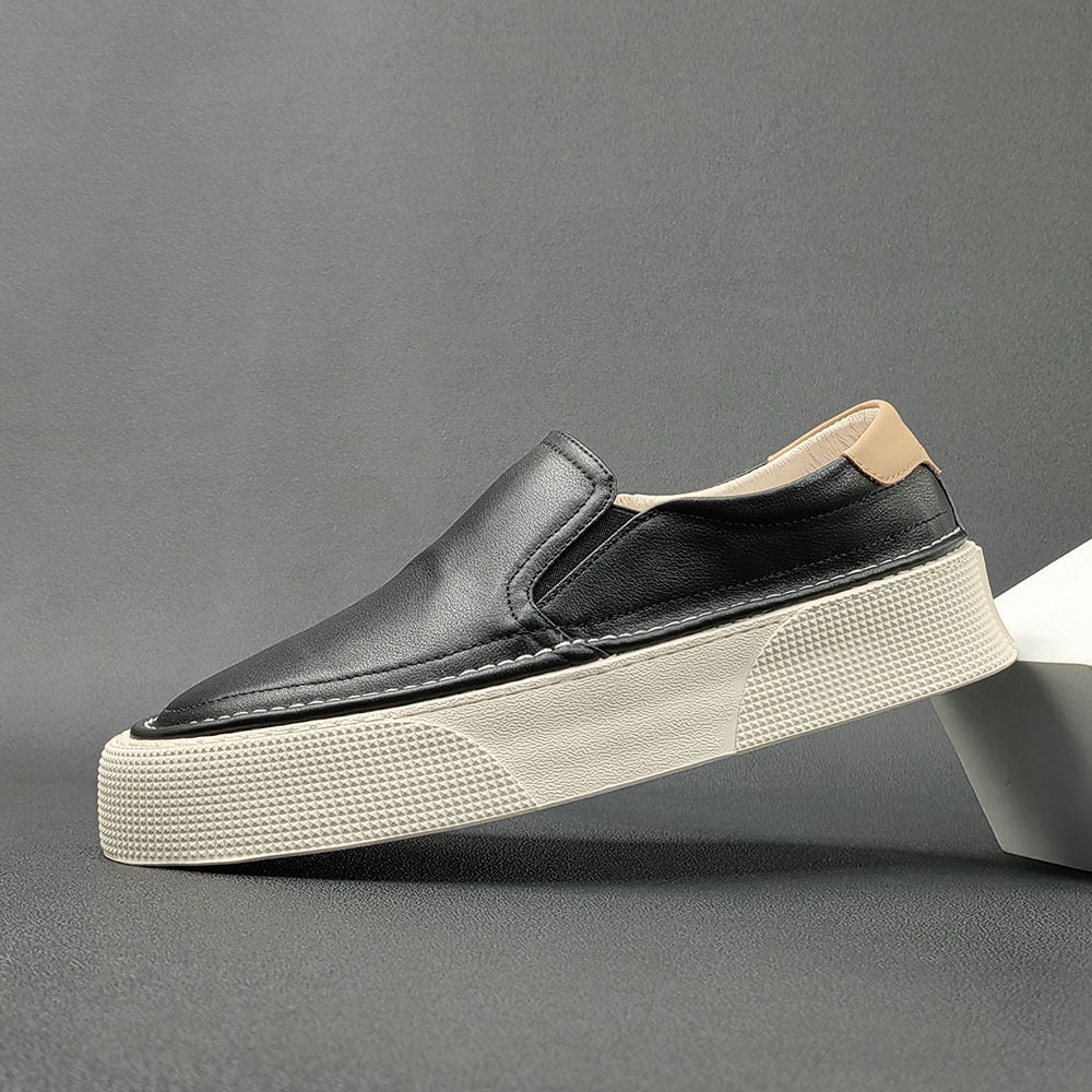 Men Minimalist Leather Flat Casual Loafers-RAIIFY