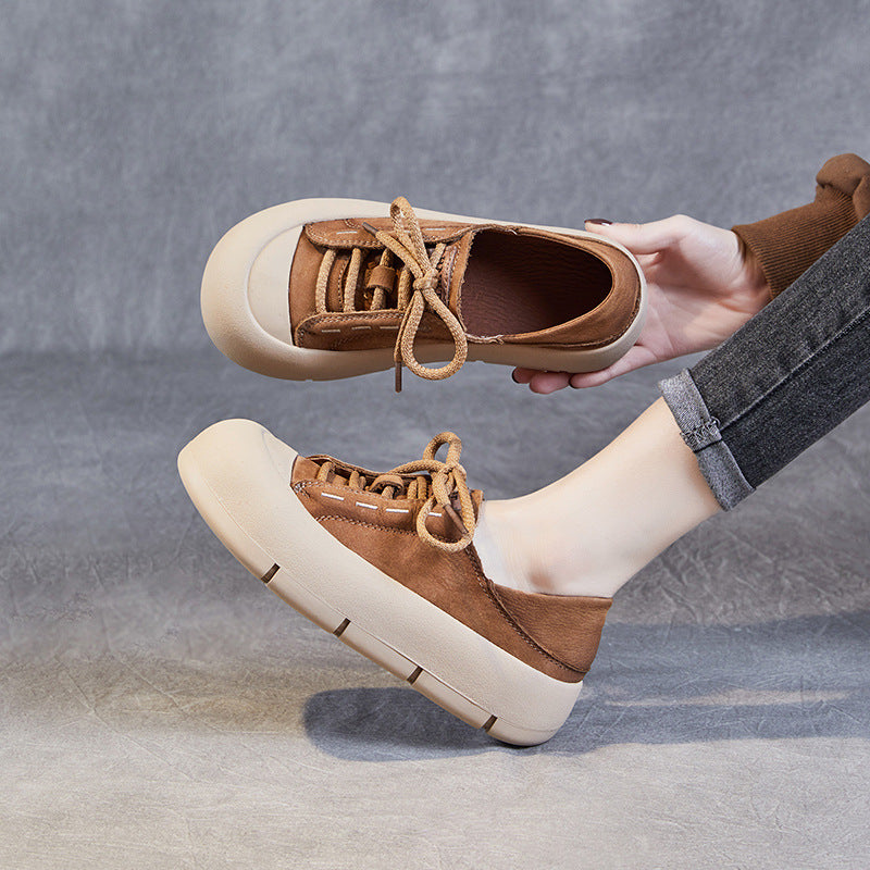 Women Fashion Minimalist Leather Flat Casual Shoes-RAIIFY