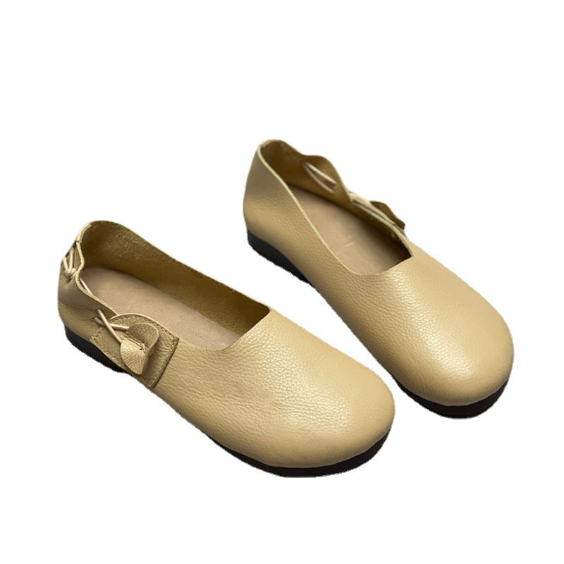 Women Retro Soft Cowhide Leather Flats-RAIIFY