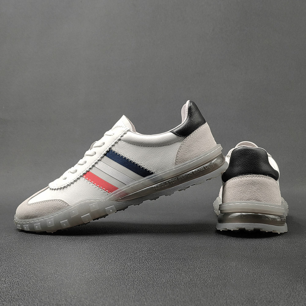 Men Fashion Patchwork Leather Flat Casual Sneakers-RAIIFY