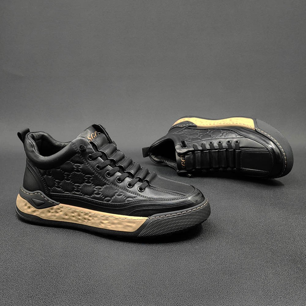 Men Stylish Figured Leather Slip-on Casual Shoes-RAIIFY